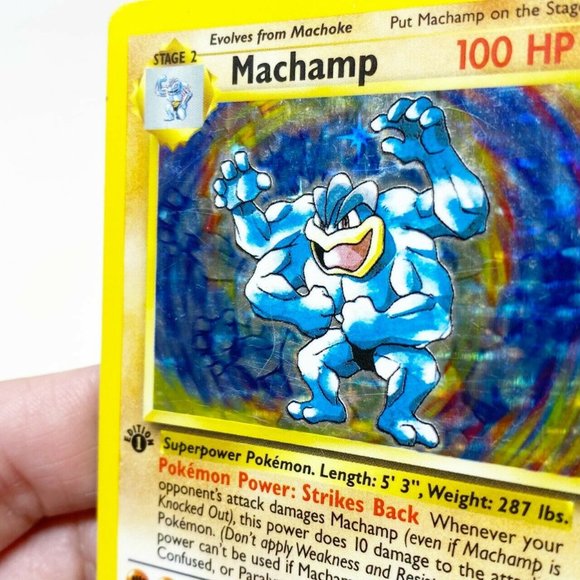 Pokemon MACHAMP 1st Edition Holo Rare 8/102 Base - Picture 11 of 13